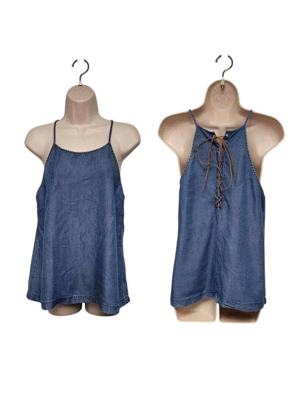 Altar’d State Denim Chambray Blue Top Blouse Size Medium